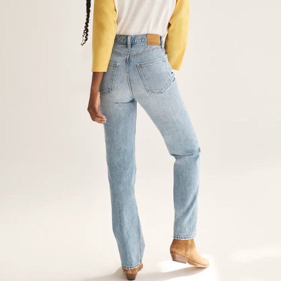 Denim Forum Denim - NWT Denim Forum The Joni High Rise Loose 25x29L Straight Leg Mom Jean Raw Hem